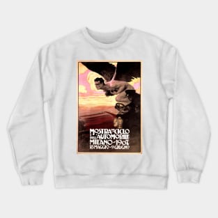 Mostra De Ciclo Automobile Milano Italy Art Nouveau Advertisement Vintage Car Crewneck Sweatshirt